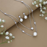 Elegant Stone-Pearl Layered Necklace Set