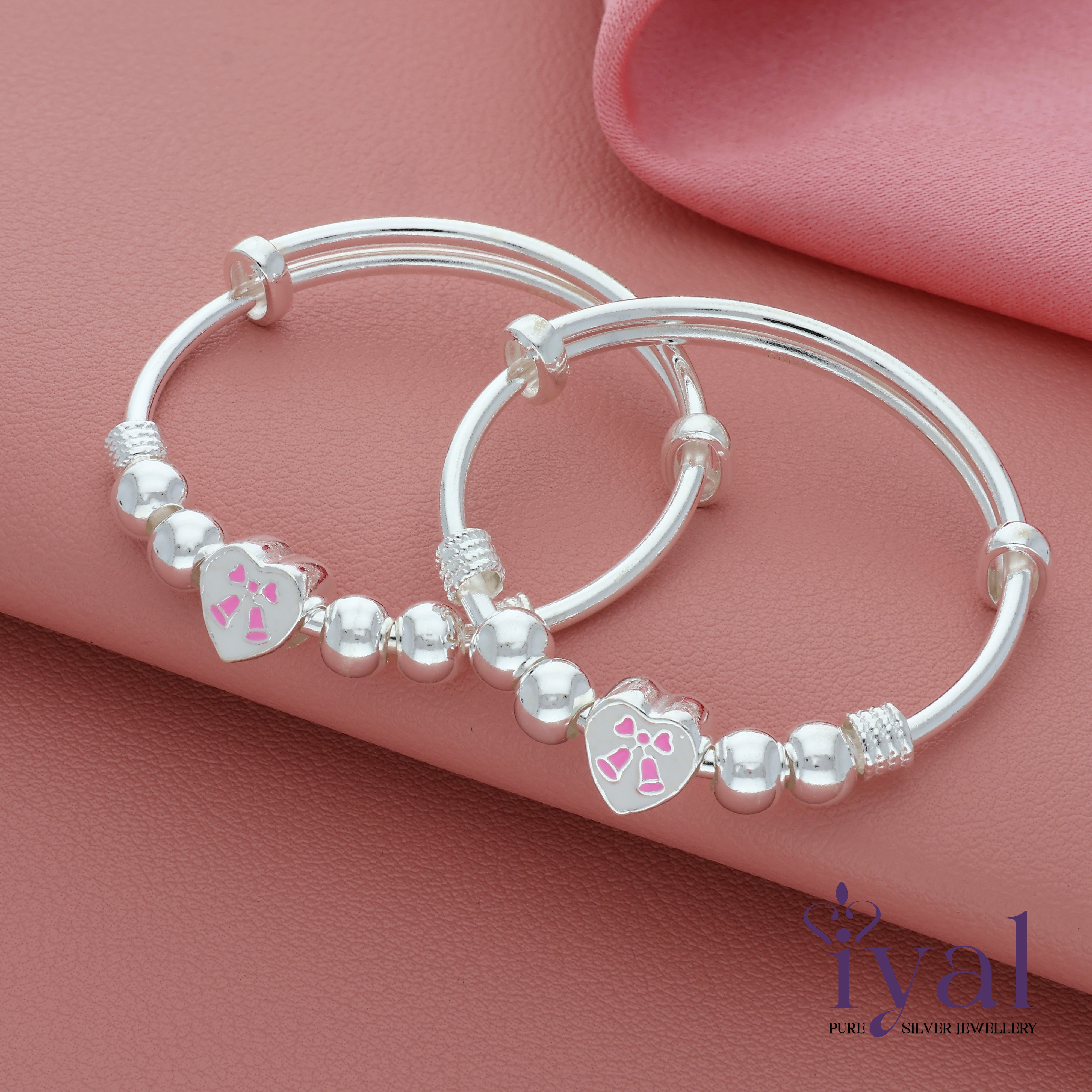 Baby Girl Silver Bangles For Babies With Price Bow Heart Silver