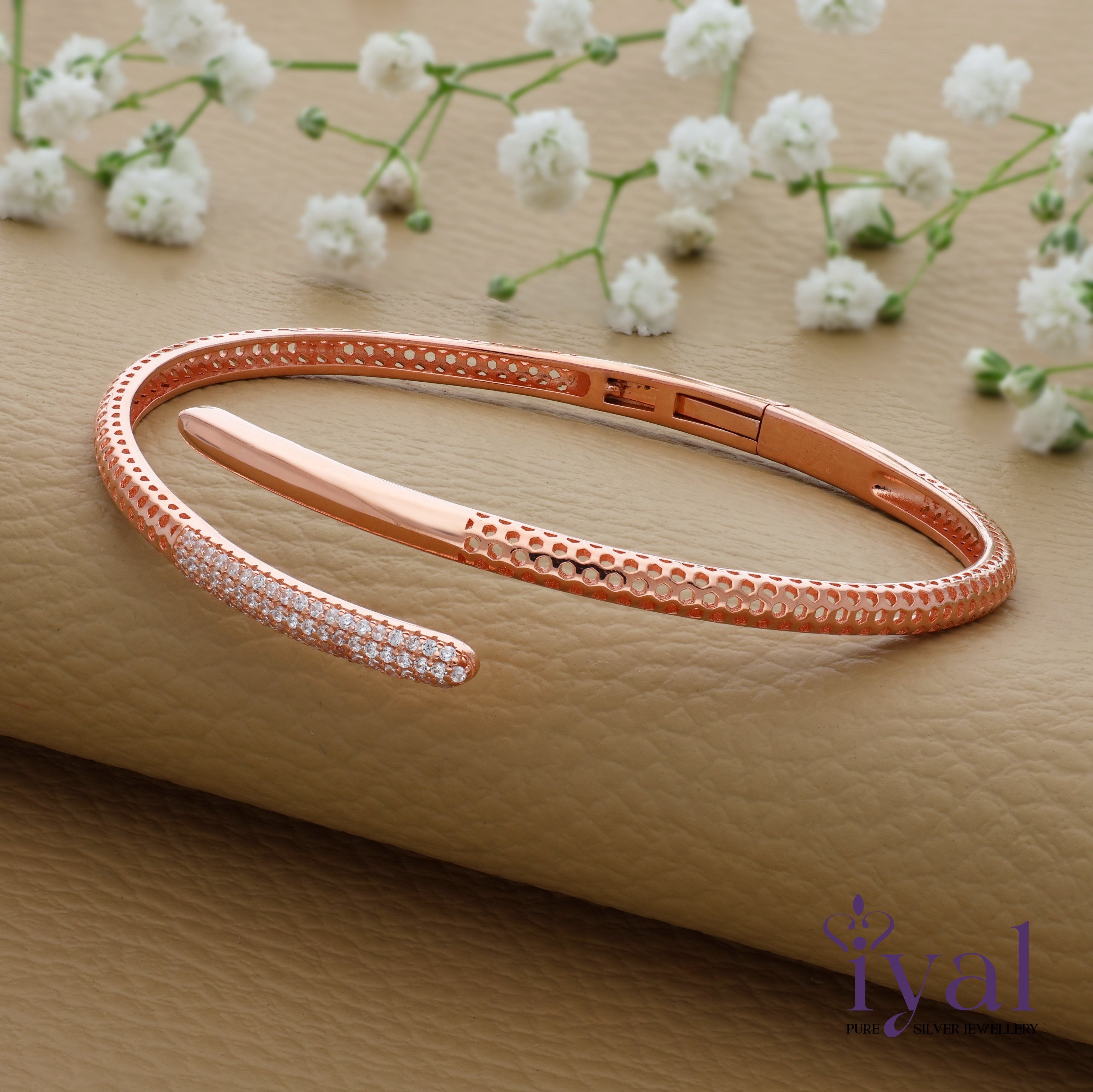 Elegant Rose Gold Polish 925 Silver Kada