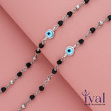 Oxidized Evil Eye Nazariya Silver Anklet for baby(0 - 6months)
