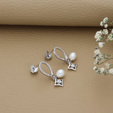 Dangling Sparkle Pearl Drops Silver Earring for Women & Teens