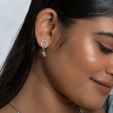 Dangling Sparkle Pearl Drops Silver Earring for Women & Teens