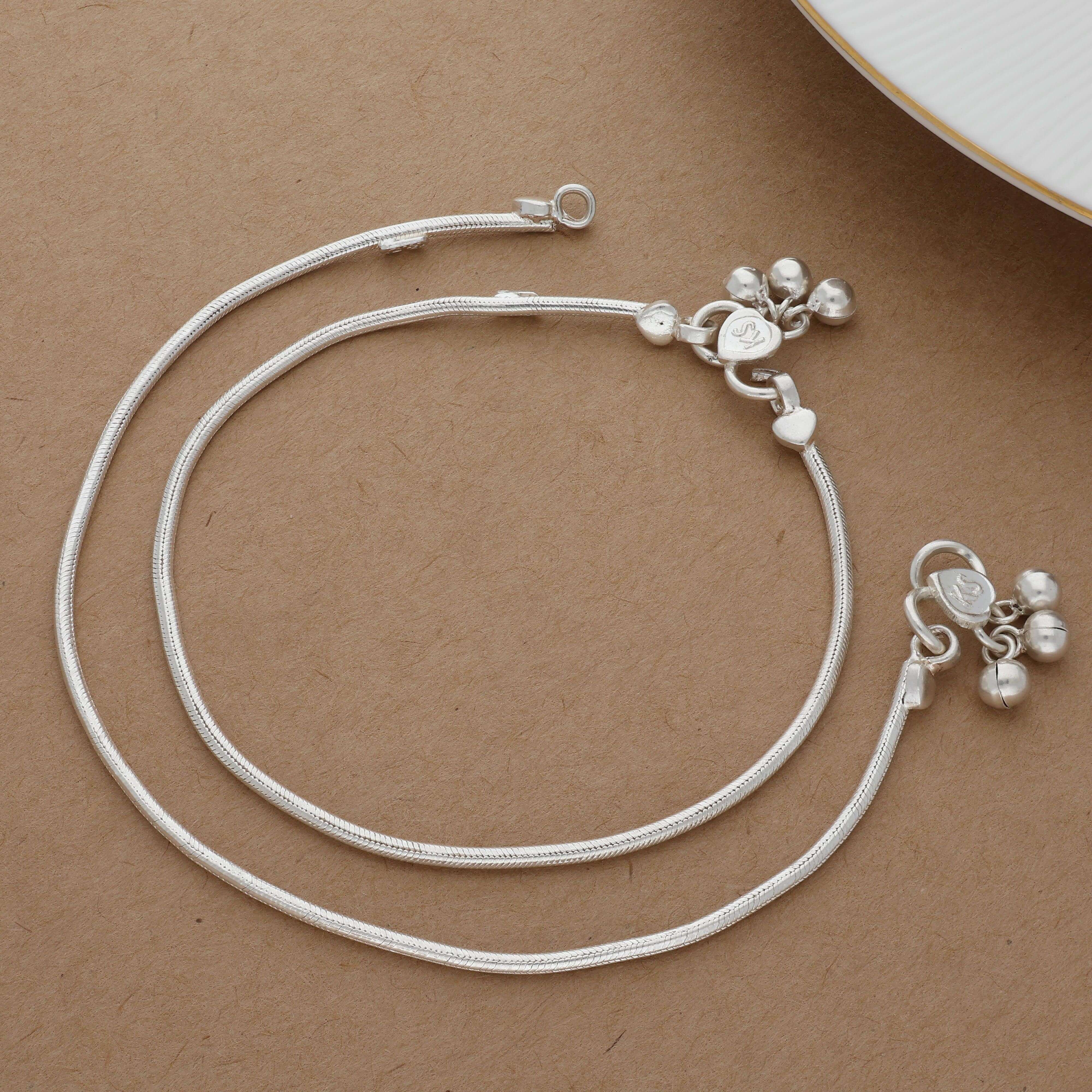 Simple Silver Anklet Fancy Kolusu Designs Treasured Plain Silver