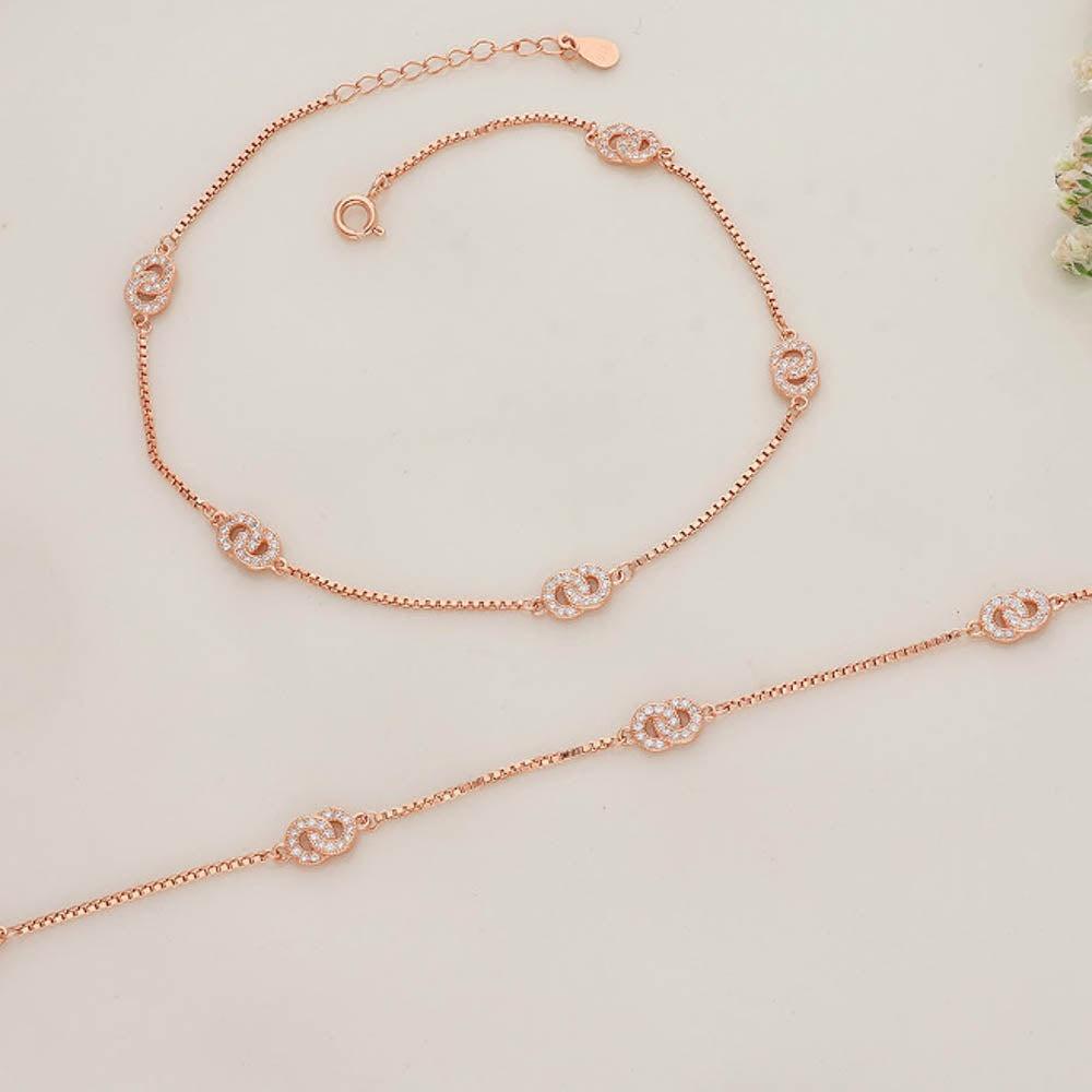 Loop Rose Gold Polish Silver Anklet For Adult - Main Image