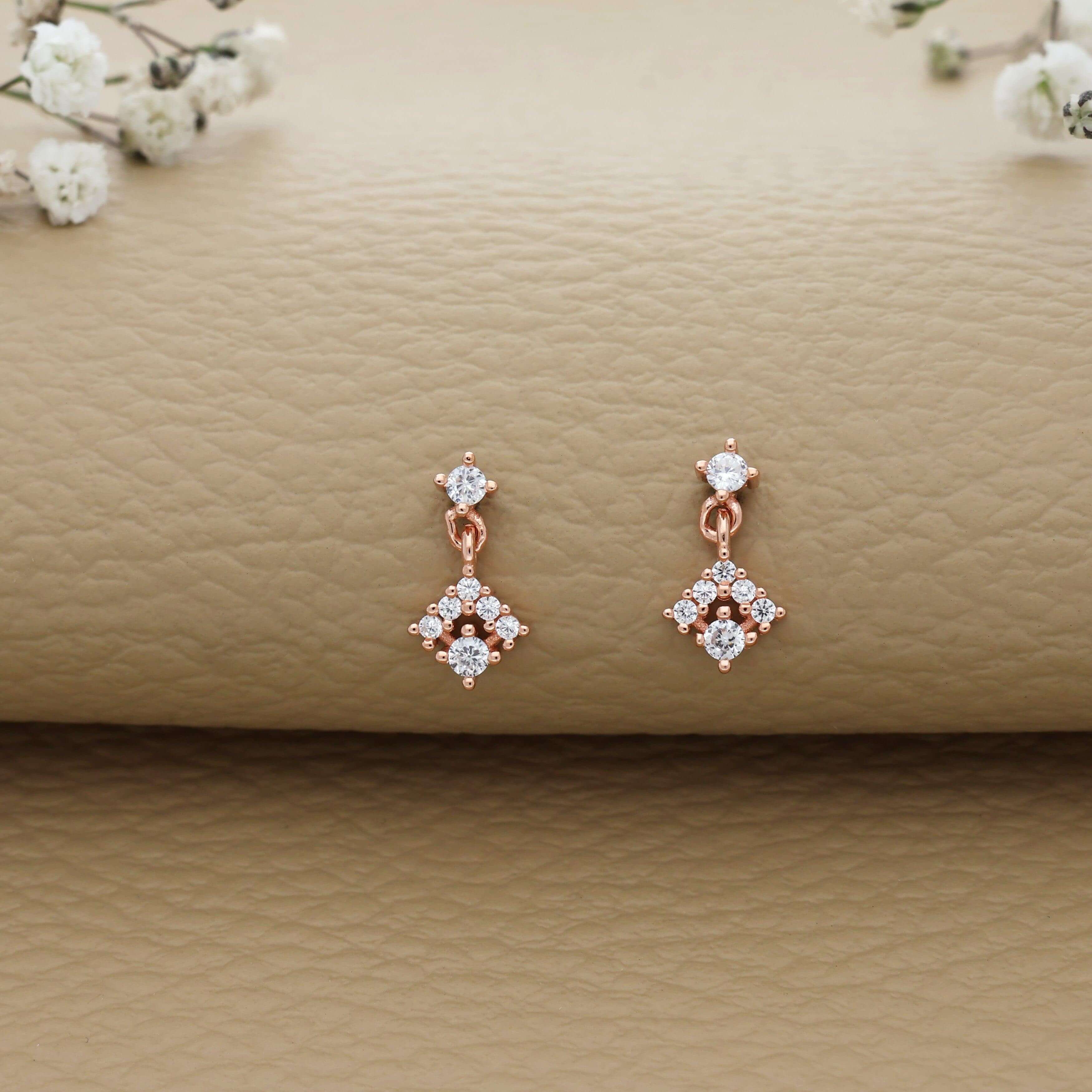 Simple Drops Rose Gold Silver Earring for Women Teens – Iyal Silver