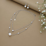 Elegant Stone-Pearl Layered Necklace Set