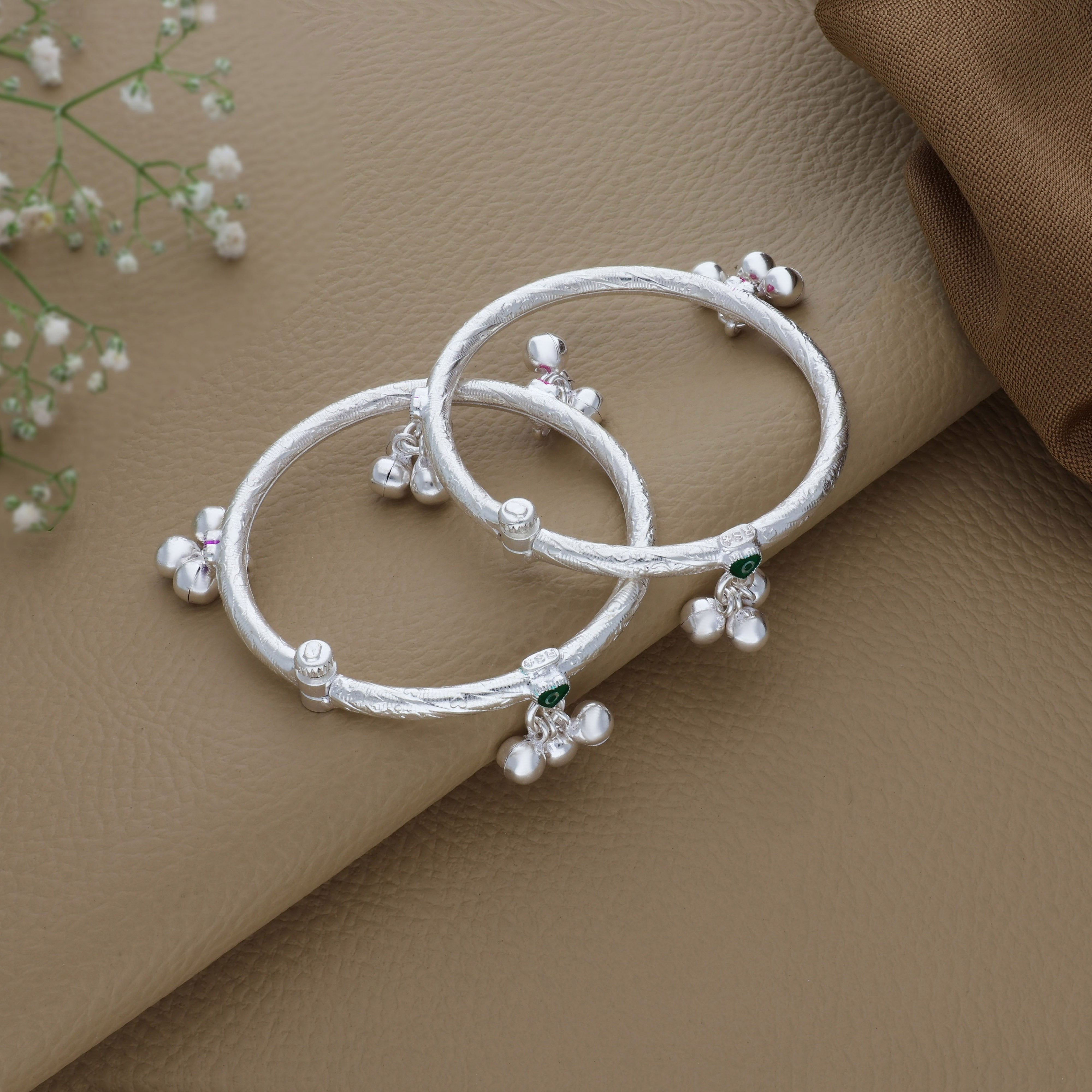 Silver Bangles Baby Girl Kolusu Silver Kada Newborn Silver Anklets