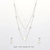 Elegant Stone-Pearl Layered Necklace Set