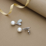 White Pearl 925 Silver Drop Earrings