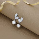 White Pearl 925 Silver Drop Earrings