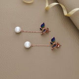 Elegant Blue Butterfly Rose Gold 925 Silver Drop Earring