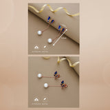 Elegant Blue Butterfly Rose Gold 925 Silver Drop Earring