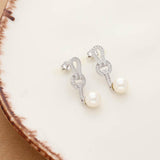 Luxurious Silver Stone Loop Earring With Pearl For Women & Teen