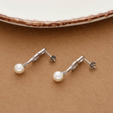 Luxurious Silver Stone Loop Earring With Pearl For Women & Teen