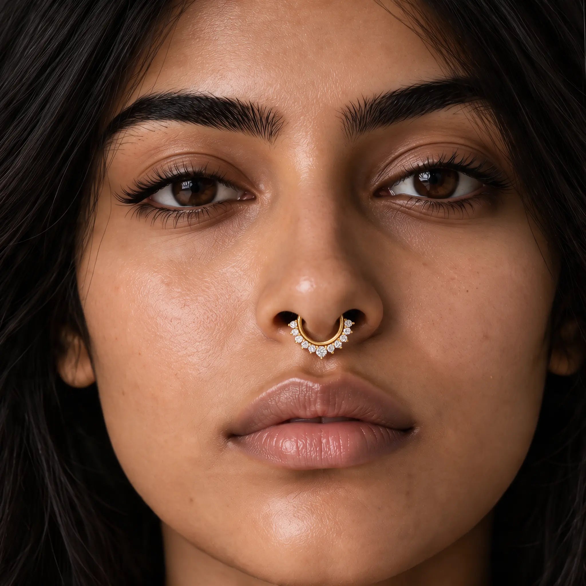 925 Silver White Cubic Zirconia Septum Nose Ring