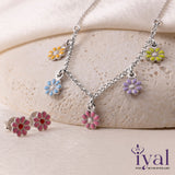 Mesmerising Minimal Multi Flower Silver Charm Neck Chain for Kids