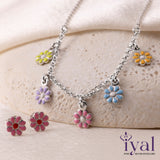 Mesmerising Minimal Multi Flower Silver Charm Neck Chain for Kids