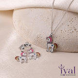 Charming Unicorn Minimal Silver Pendent Set for Kids