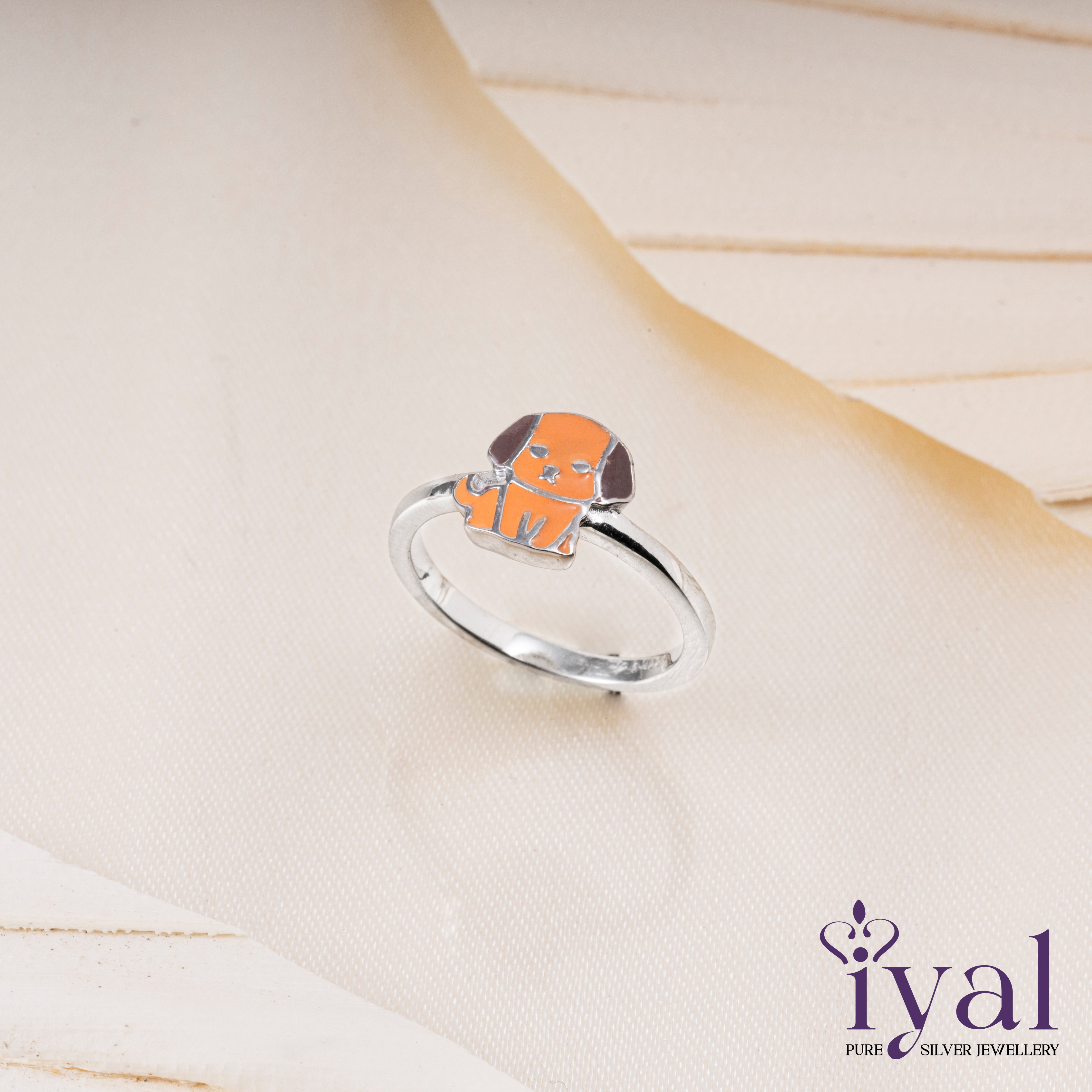 Cute Puppy Silver Ring for Kids - Main Image