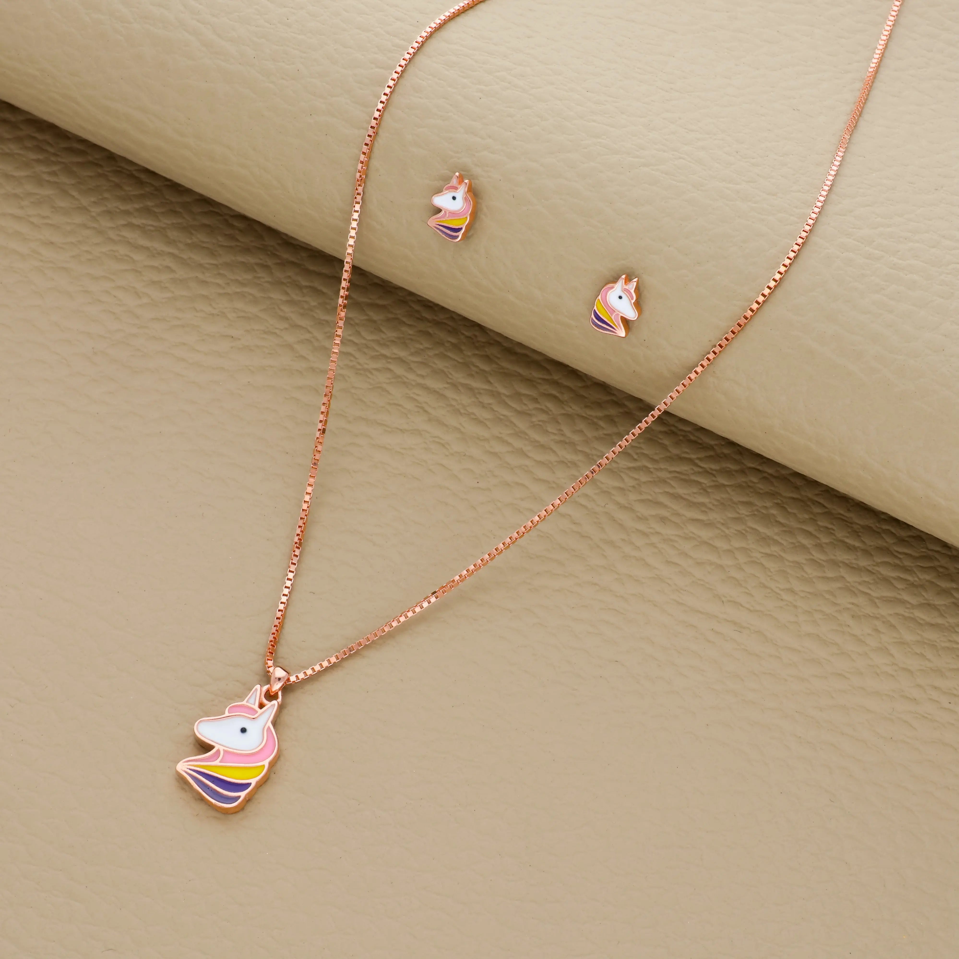 925 Silver Horse Pendant Set for Kids (3+ Yrs)