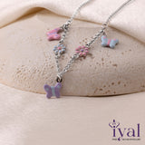 Butterfly Flower Minimal Charm Silver Necklace