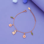 925 Silver Bloom Rabbit & Leaf Charm Kids Bracelets