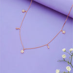925 Silver Blossom and Leaf Stone Charm Chain Necklace