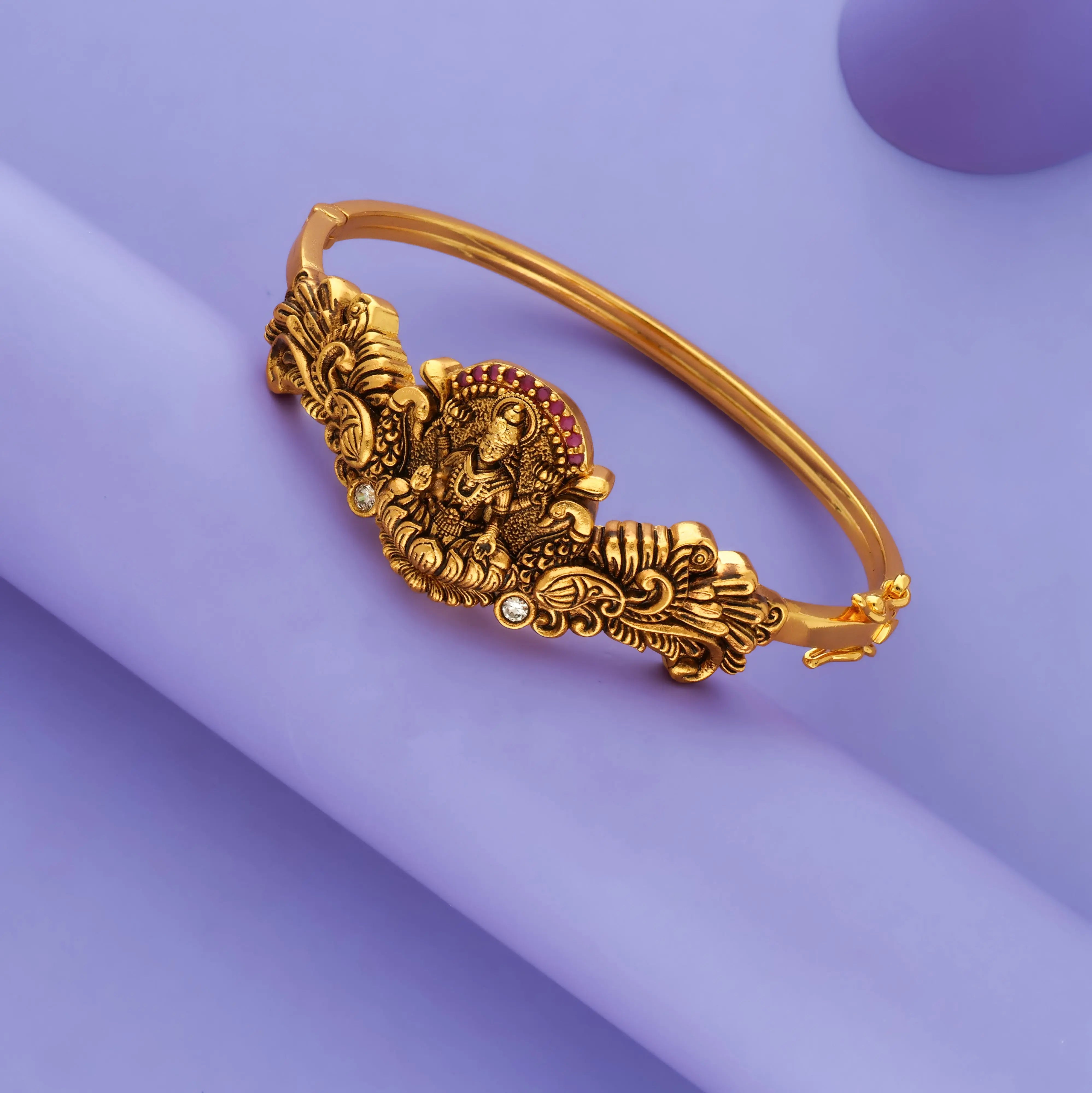 925 Silver Divine Lakshmi Gold Polish Kada
