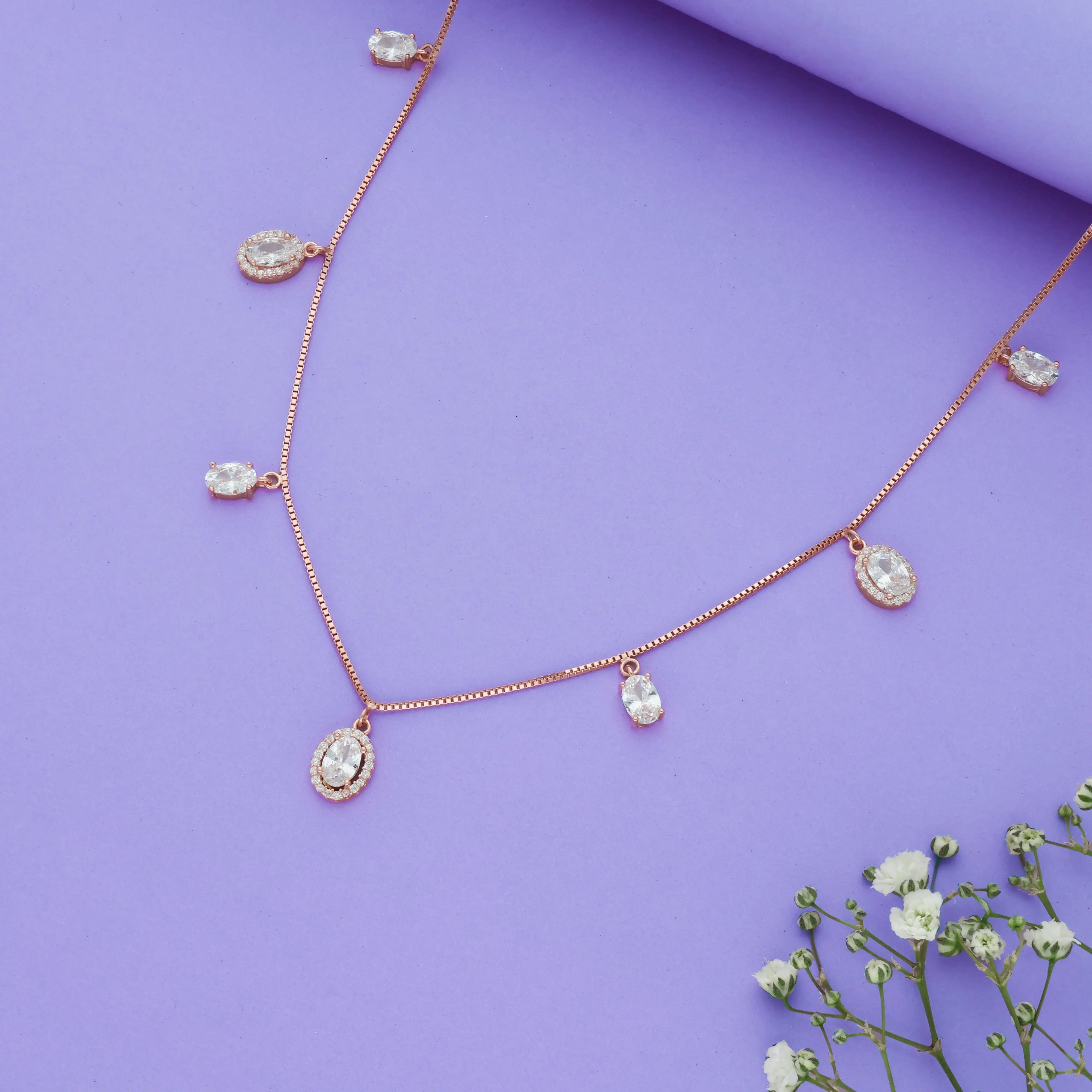 925 Silver Pear Crystal Charm Necklace for Women