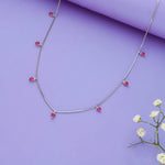 925 Silver Red Heart Charm Chain Necklace