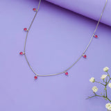 925 Silver Red Heart Charm Chain Necklace