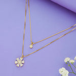 925 Sterling Silver Floral Charm Layered Chain