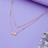 925 Silver Ribbon with Heart Double-Layer Party Wear Chain