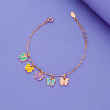 925 Silver Colorful Butterfly Charm Kids Bracelet