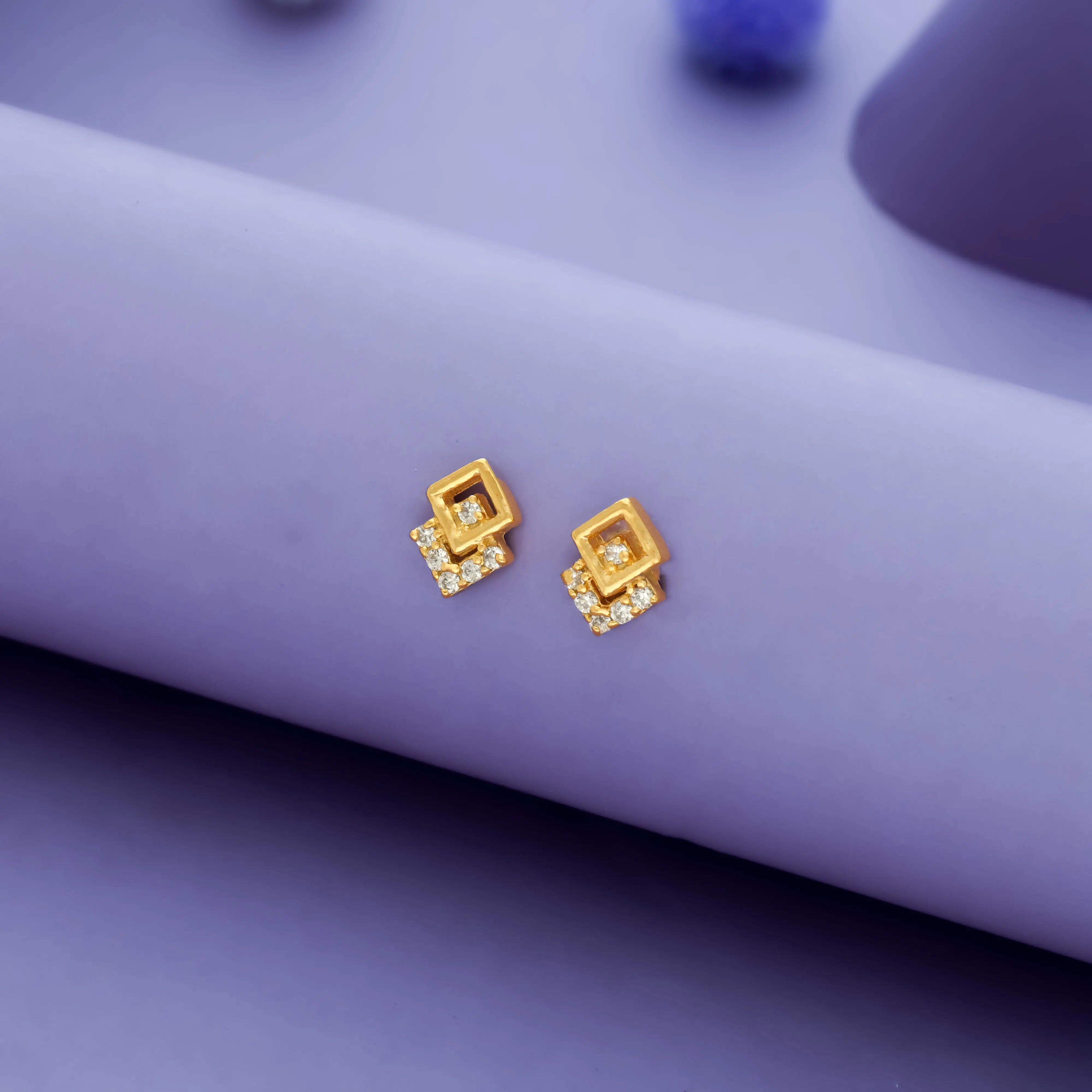 925 Silver Dainty Interlocking Square Kids Studs