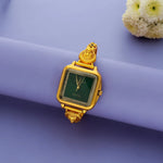925 Silver Emerald Lakshmi Antique Gold Kada Watch