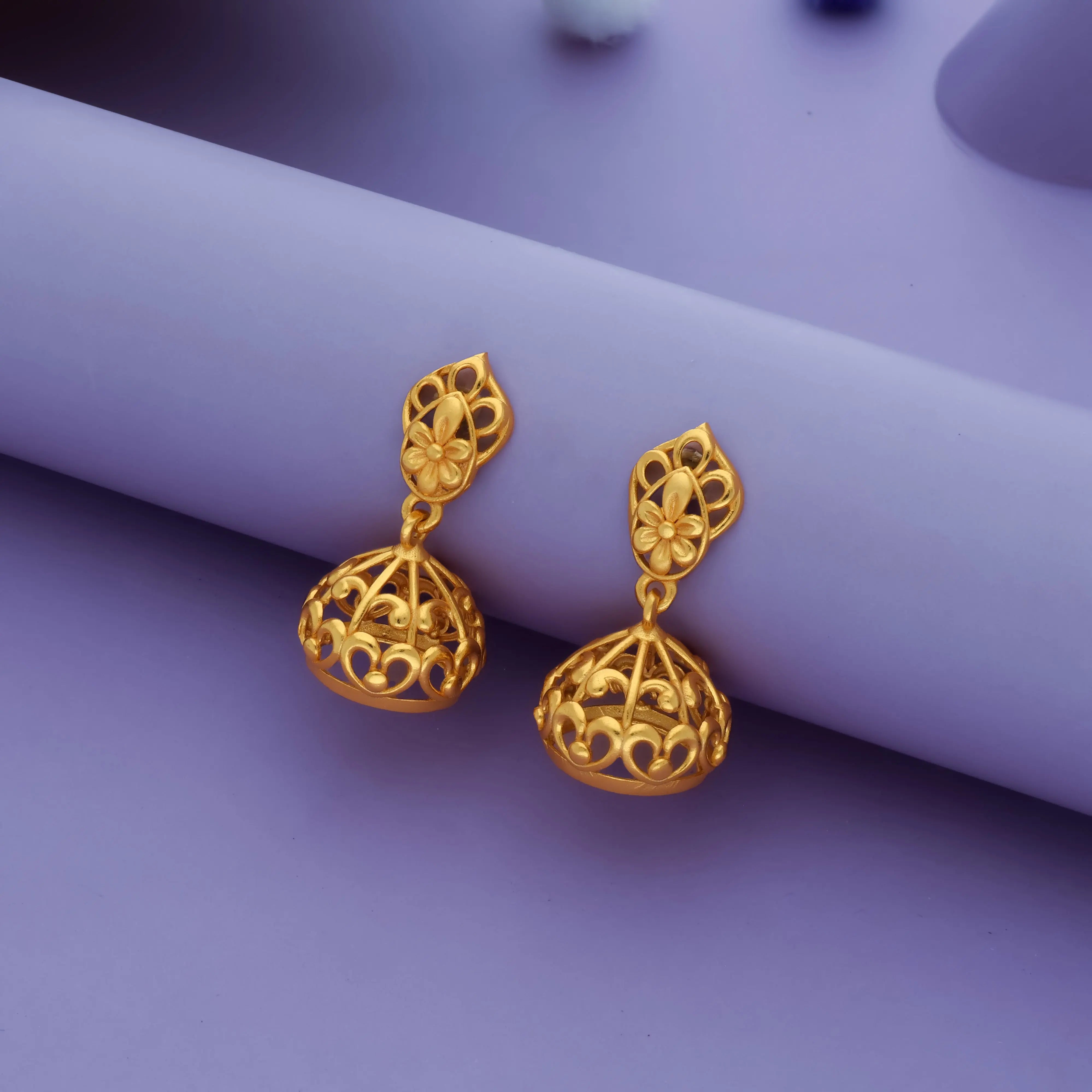 925 Silver Floral Jhumka Earrings