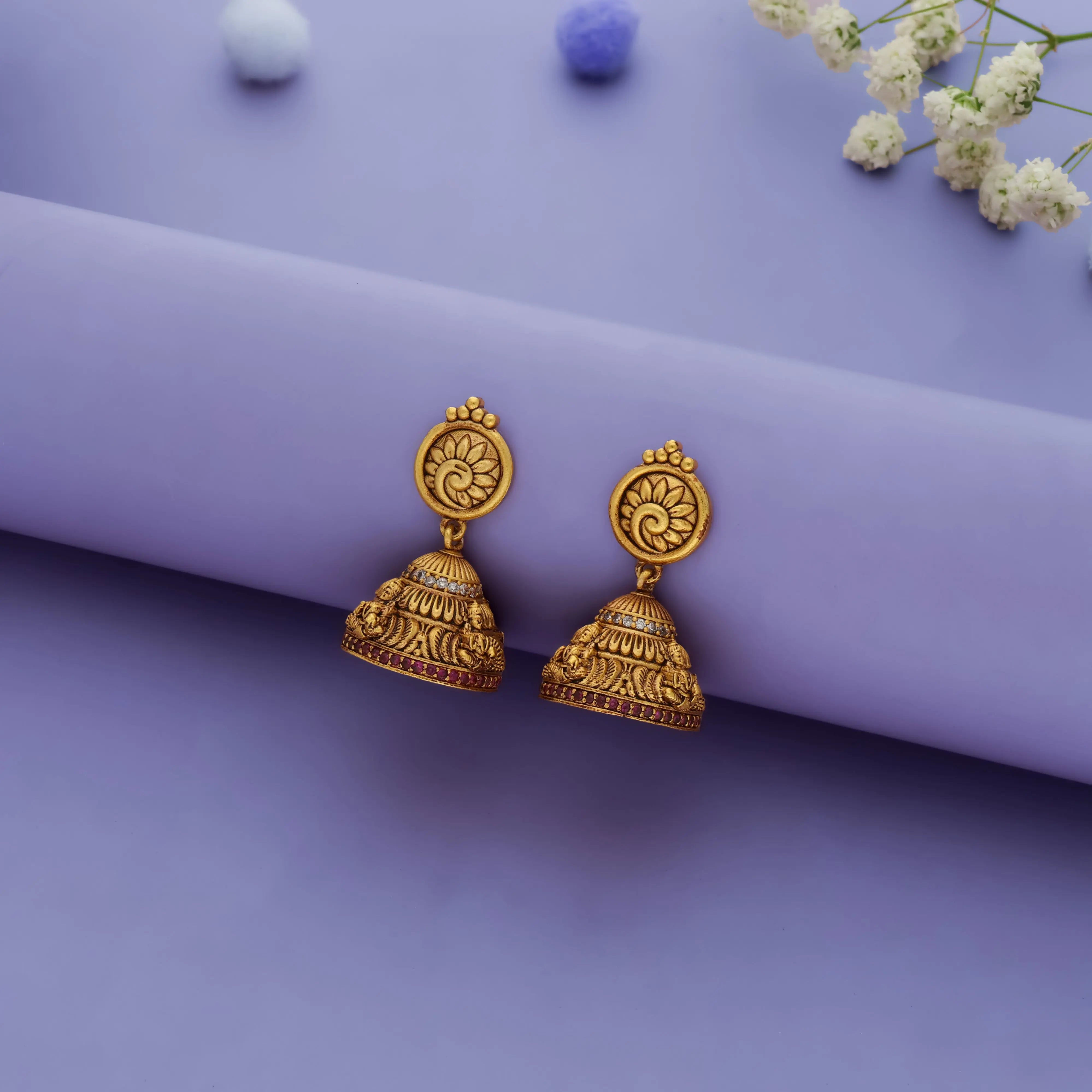925 Silver Floral Temple Jewelry for Festive Wear