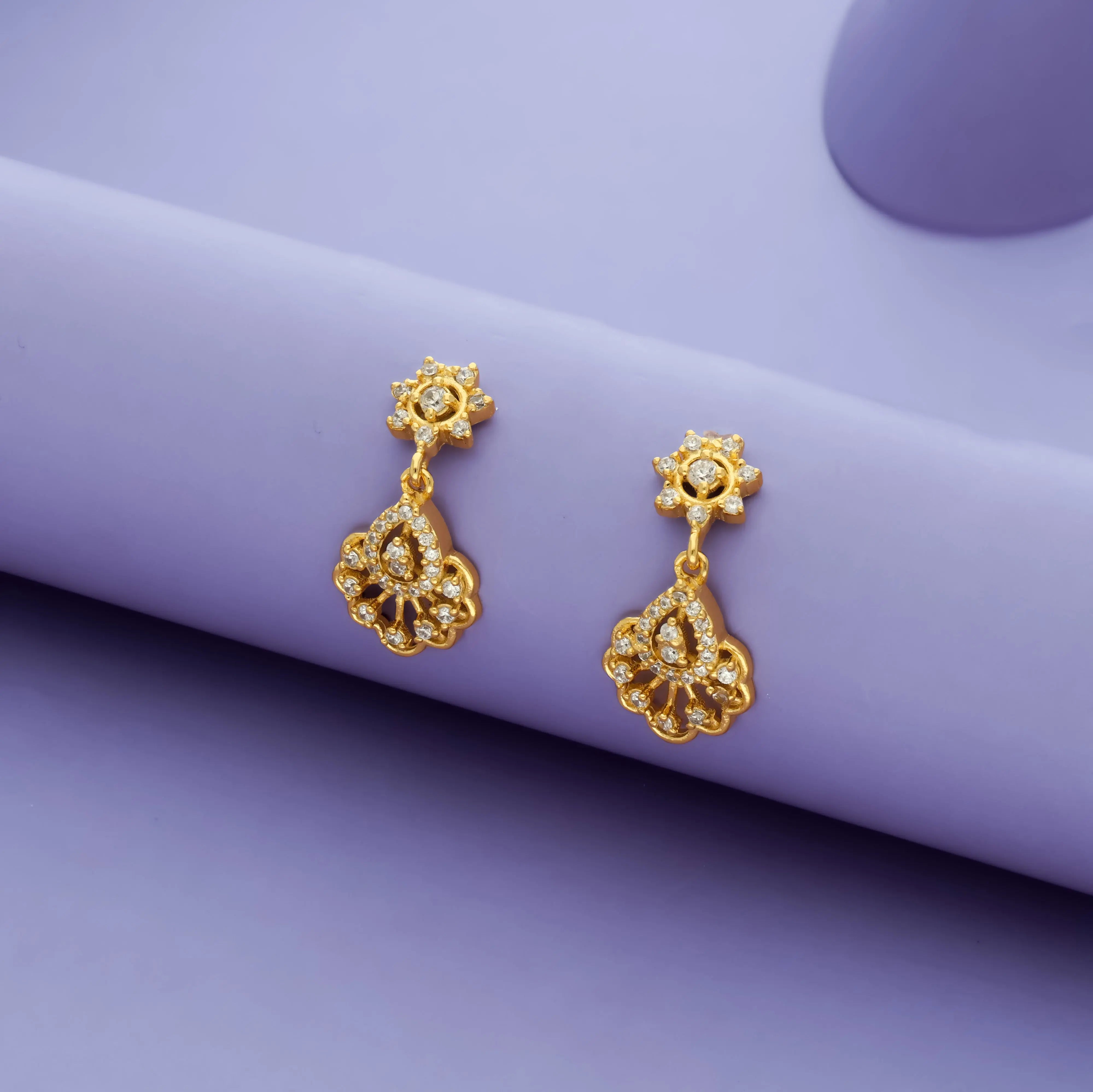 925 Silver Glinting Blossom Drop Earrings