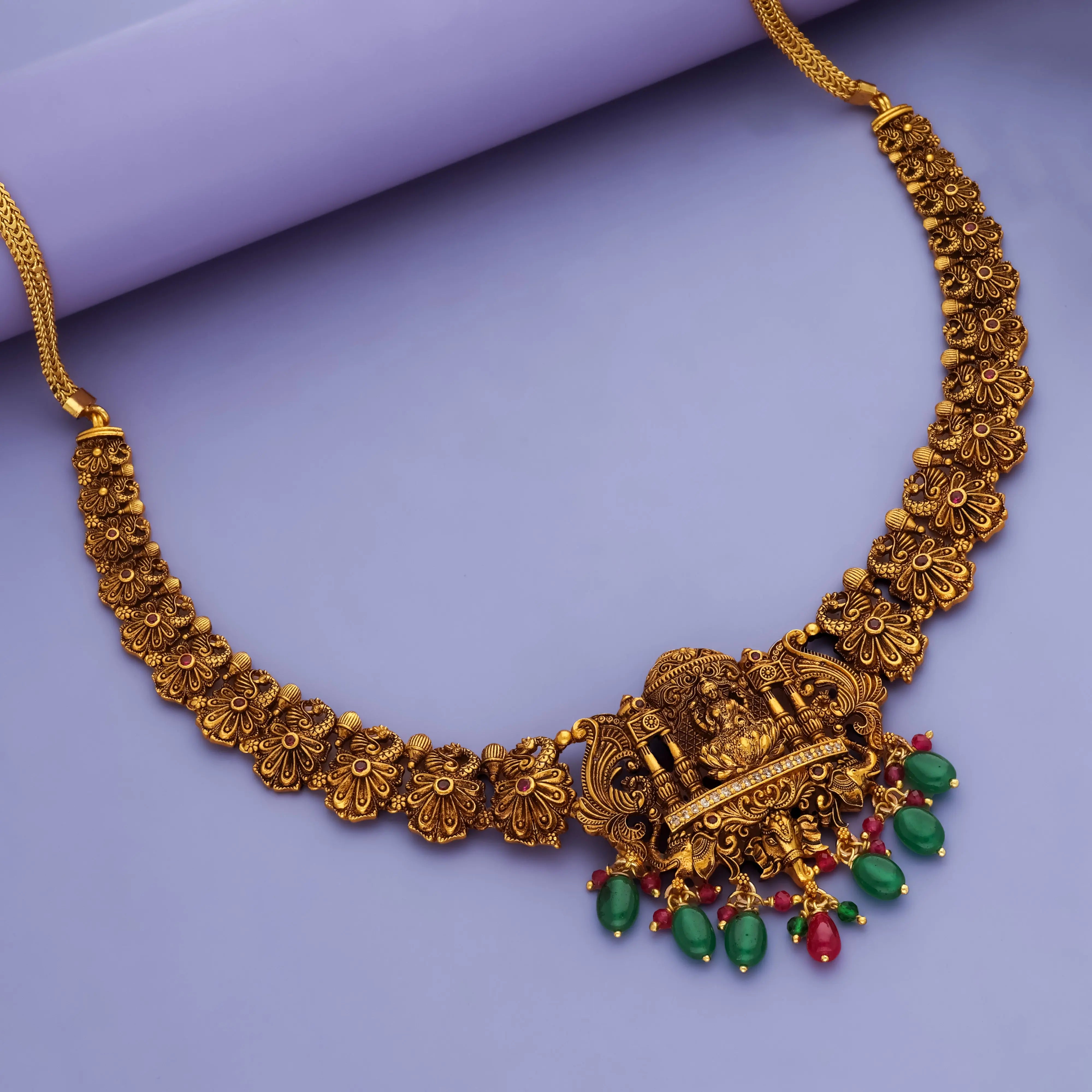 925 Silver Gold Plated Lakshmi Nakshi Choker Necklace