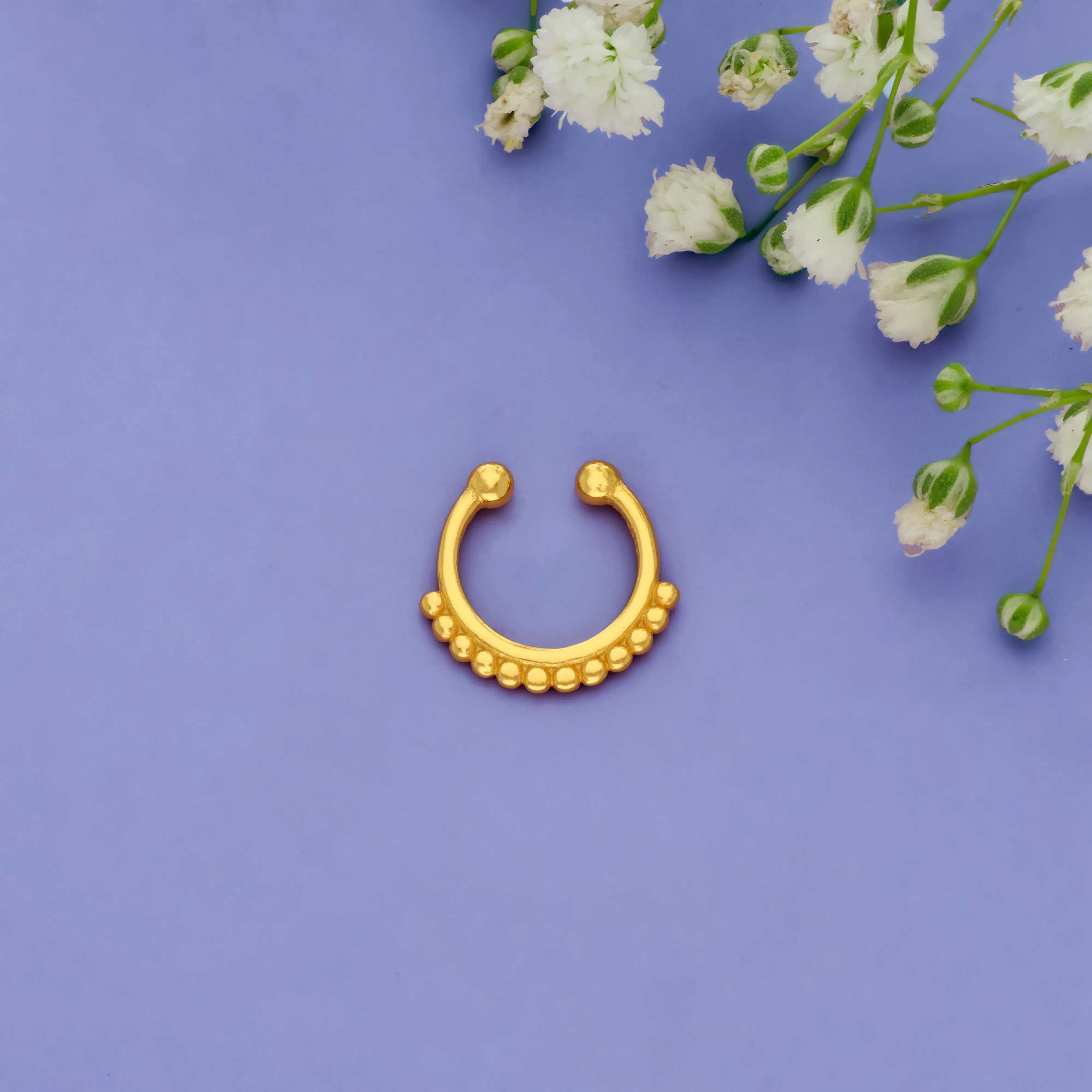 925 Silver Gold Polish Crown Septum Earring