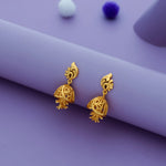925 Silver Gold Polish Leaf & Floral Drop Jhumka Earrings