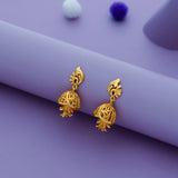 925 Silver Gold Polish Leaf & Floral Drop Jhumka Earrings