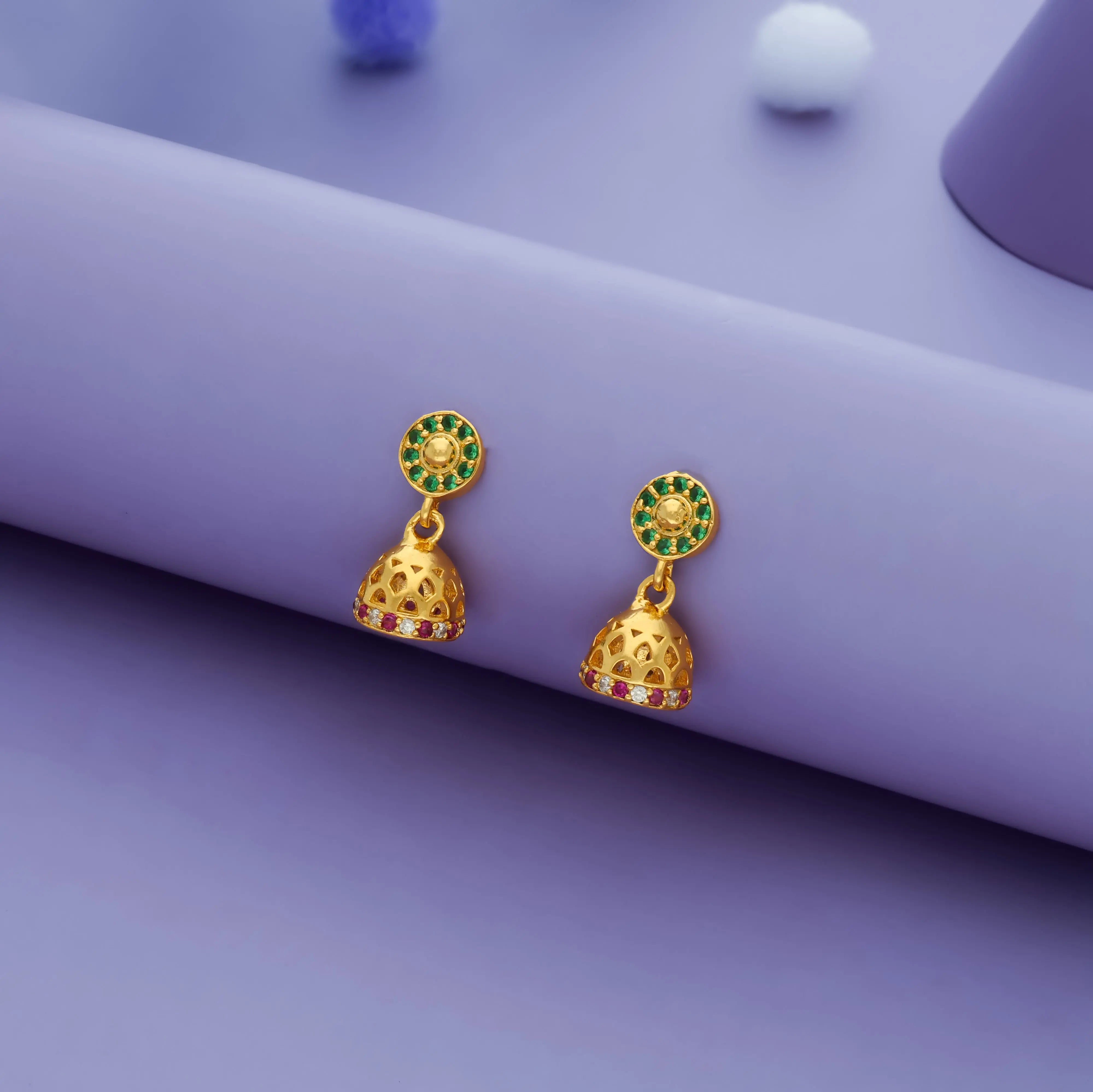 925 Silver Gold Polish Muthu Mini Jhumkas for Kids