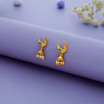 925 Silver Matte Gold-Plated Traditional Peacock Drops Earring