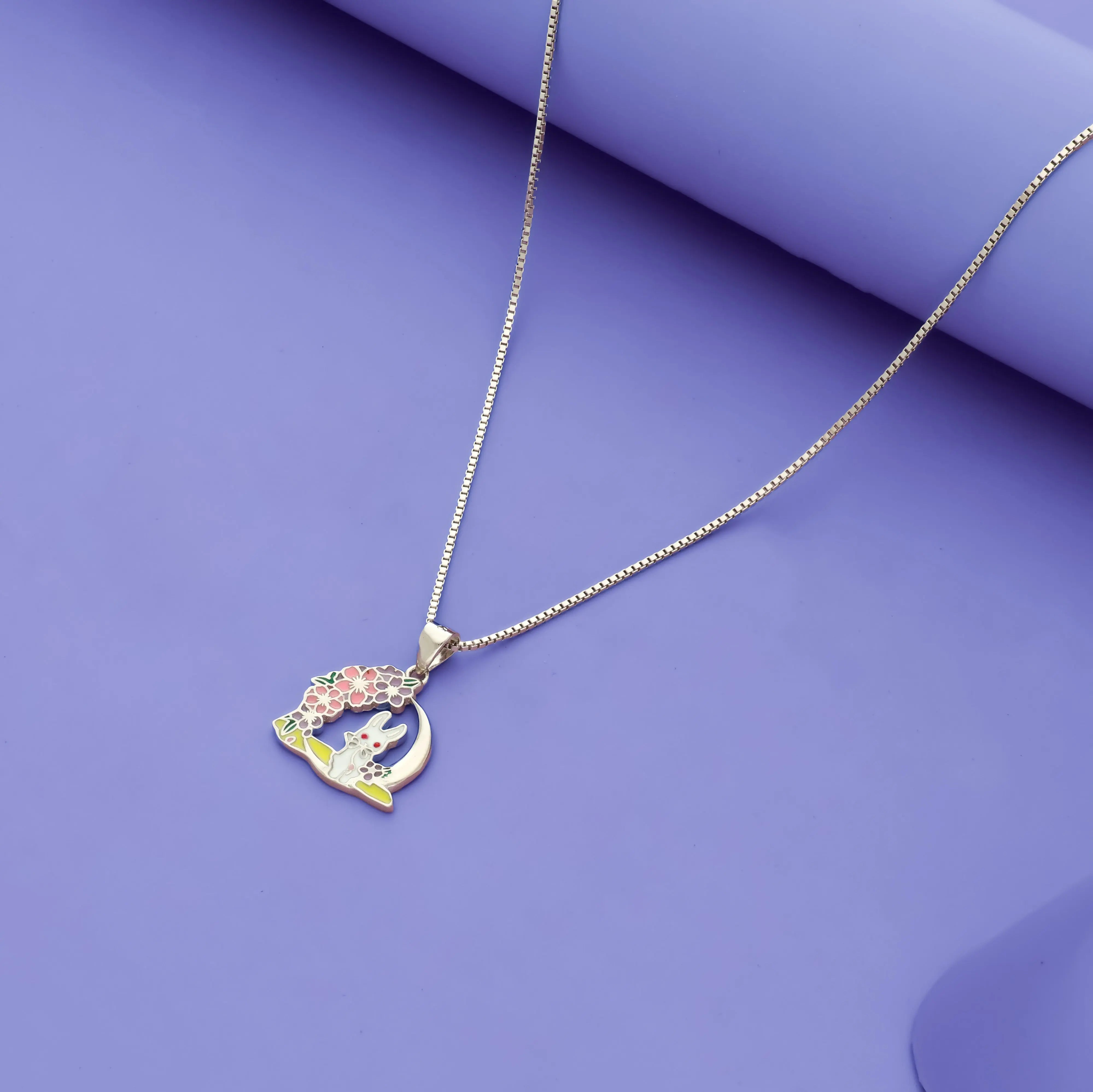 925 Silver Moon Rabbit Kids Pendant