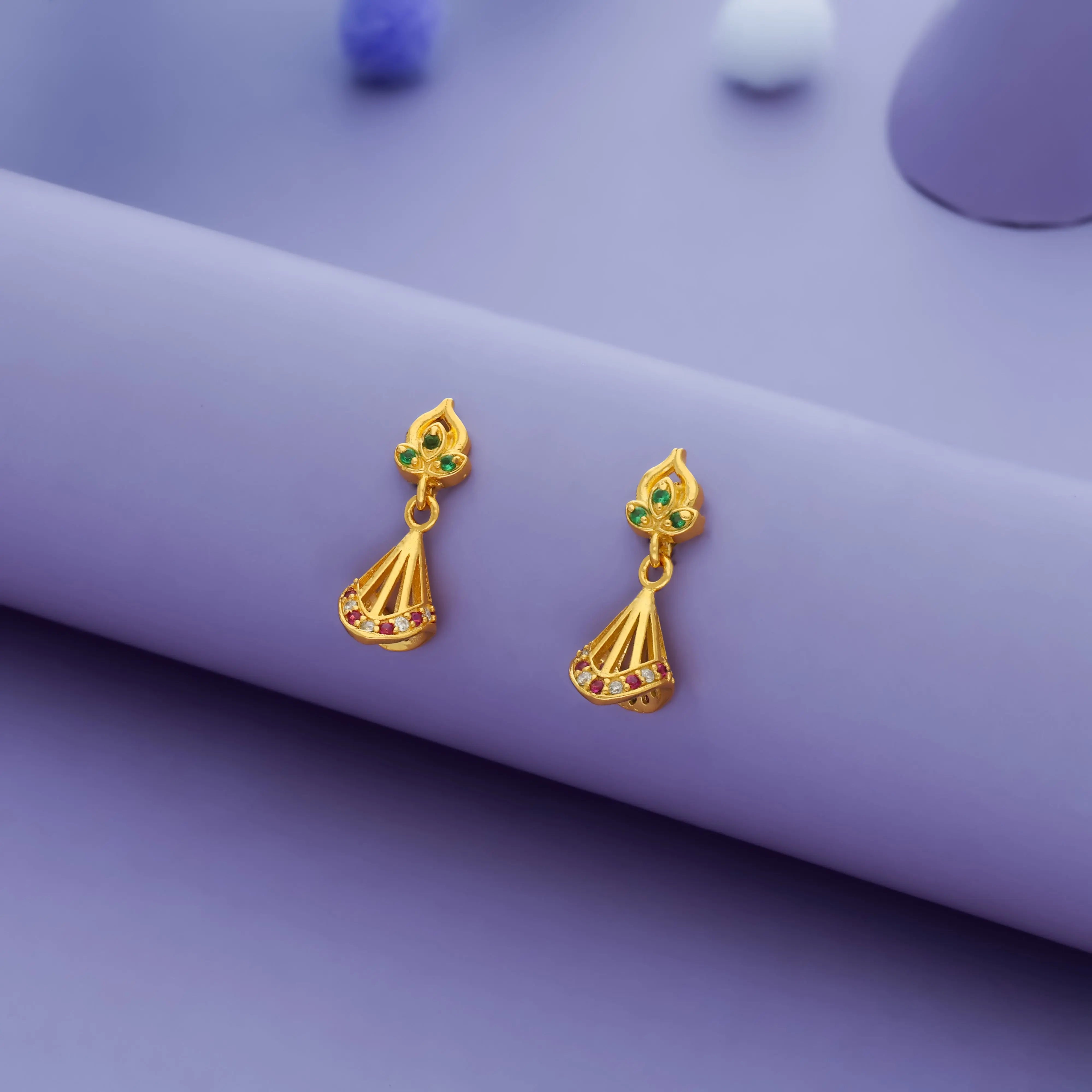 925 Silver Paisley Leaf Traditional Jhumkas for Kids (8+ Yrs)