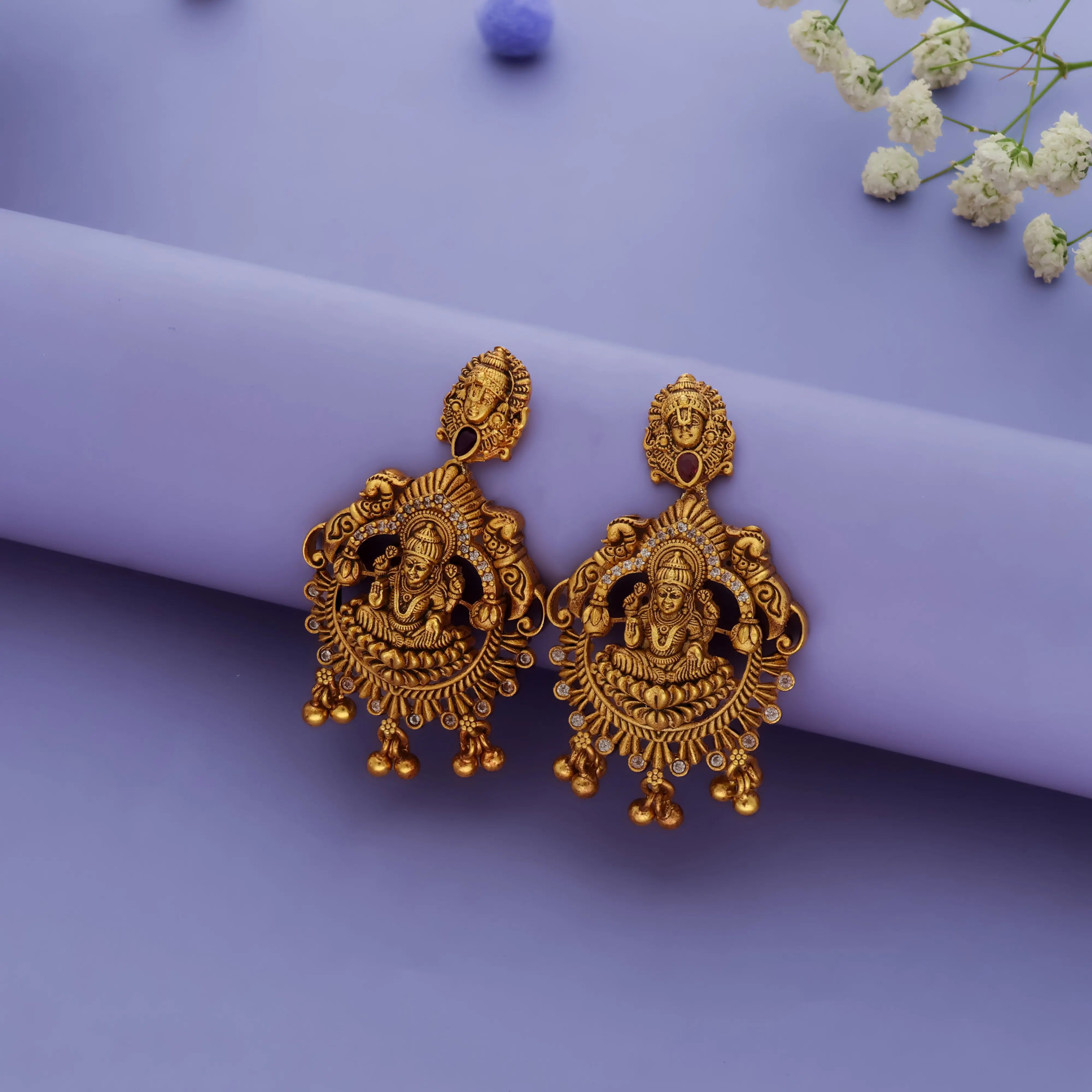 925 Silver Perumal Lakshmi Vanki Jhumkas