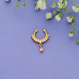 925 Silver Pink Teardrop Faux Septum Ring