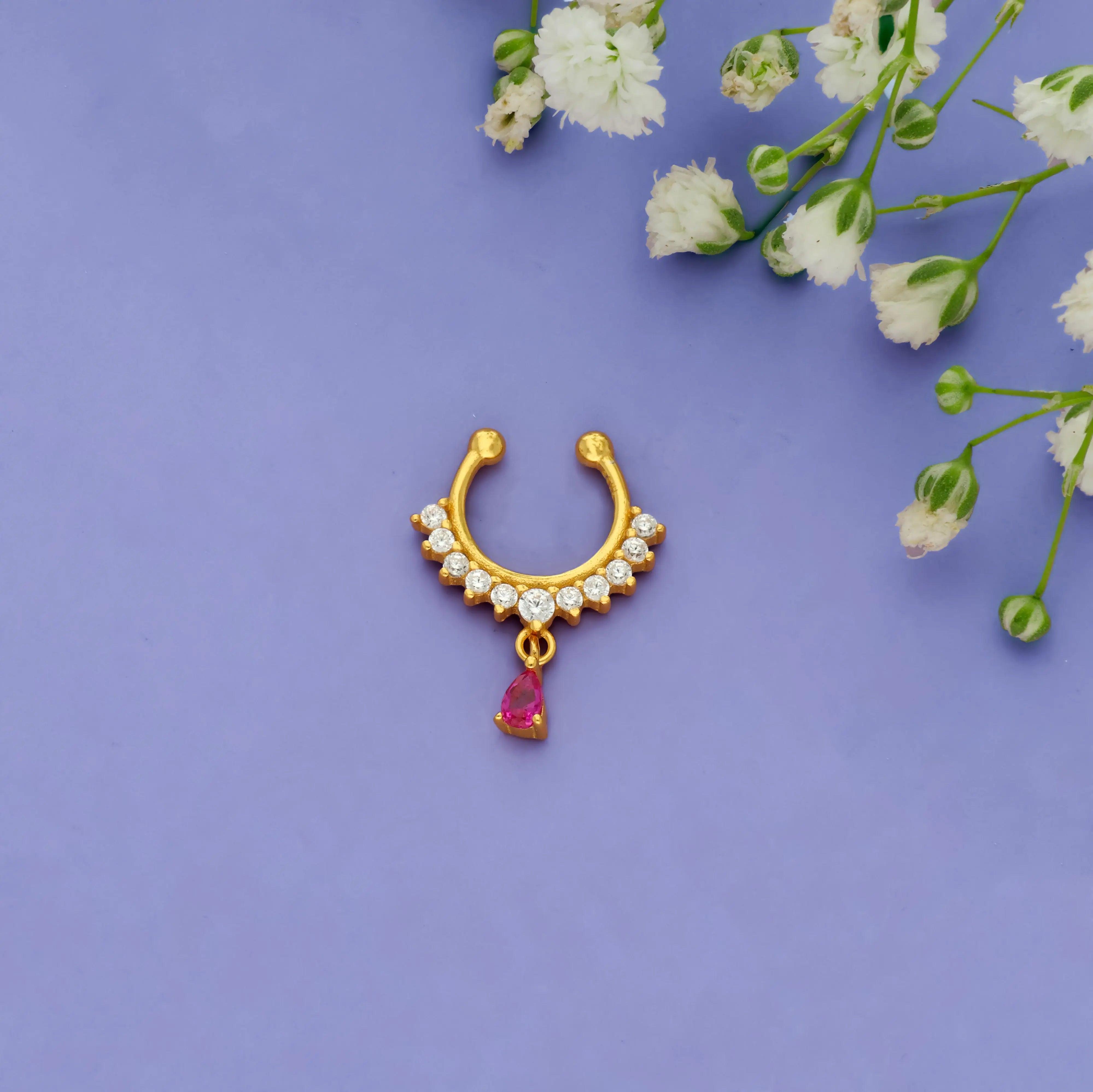 925 Silver Ruby Bloom Septum Earring